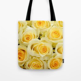 soft yellow roses close up Tote Bag