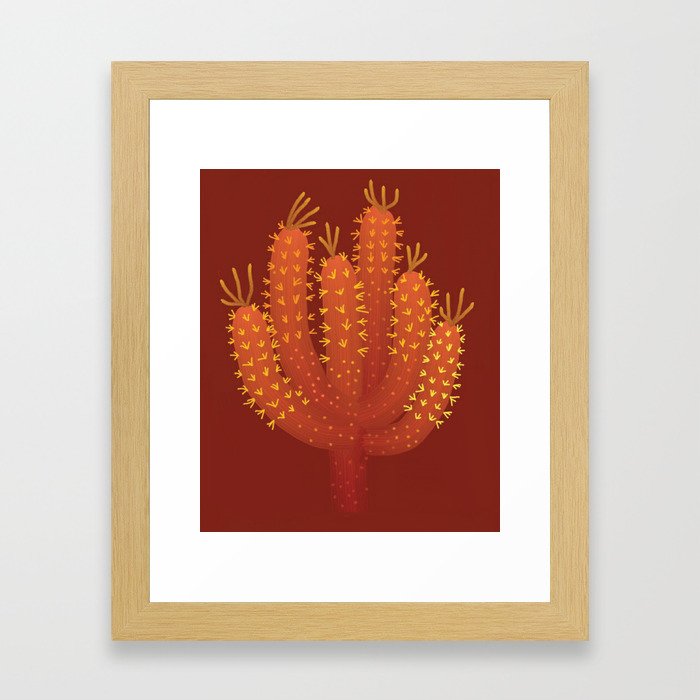 Brown Cactus - Warm Fource #cactuslover Framed Art Print