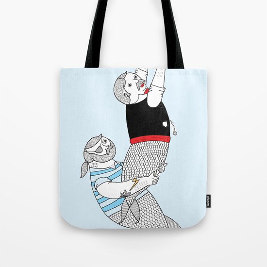 On how some species of mermen resolve trivial quarrels Tote Bag