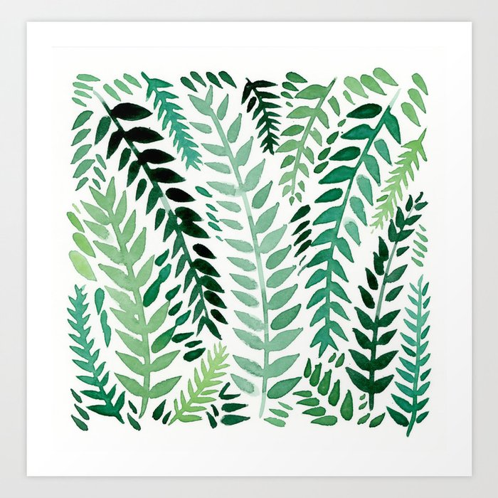 Watercolor Painting • Green Stems Art Print by Jackalope Heart