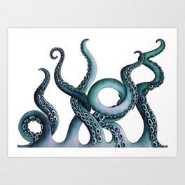 Kraken Teal Art Print