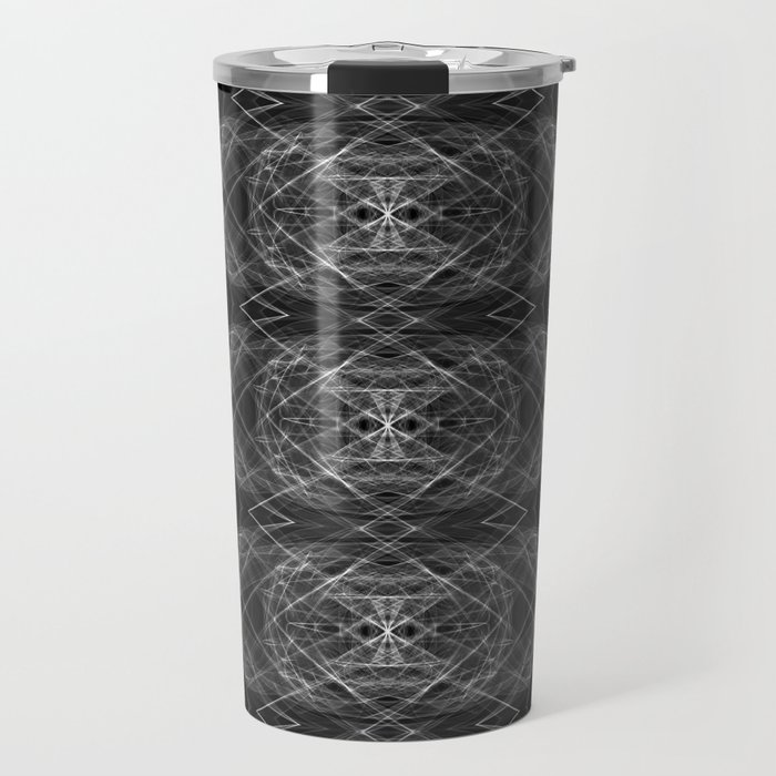 Liquid Light Series 7 ~ Grey Abstract Fractal Pattern Travel Mug