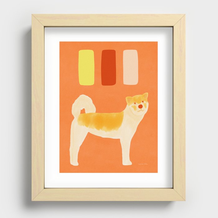 Dog and Dashes - Light Orange and Orange Recessed Framed Print