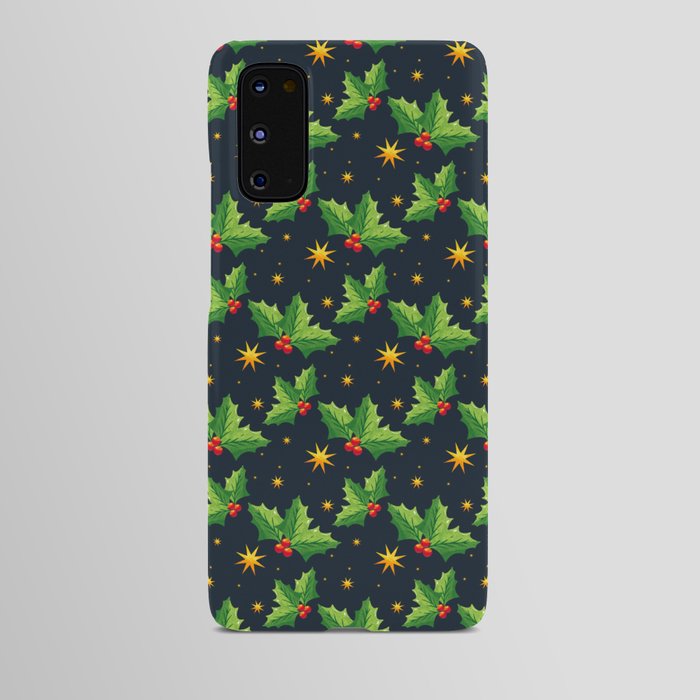 Christmas Pattern Mistletoe Holly Star Android Case