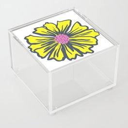 Mid-Century Modern Spring Daisy Flower White Acrylic Box