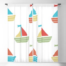 Cute colorful retro sailboats Blackout Curtain