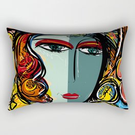 Portrait of a Girl with Hat French Pop Art Expressionism Rectangular Pillow