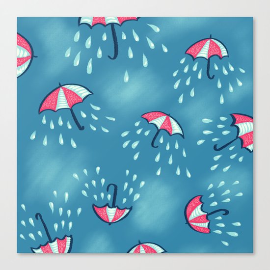 Raining Umbrella Pattern Canvas Print