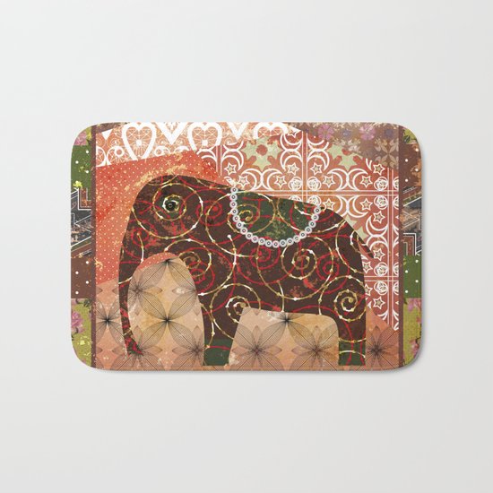Digital illustration of an Elephant . Bath Mat