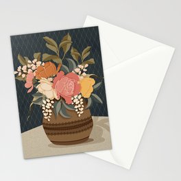 Beautiful Floral Bouquet in Clay Vase Stationery Card