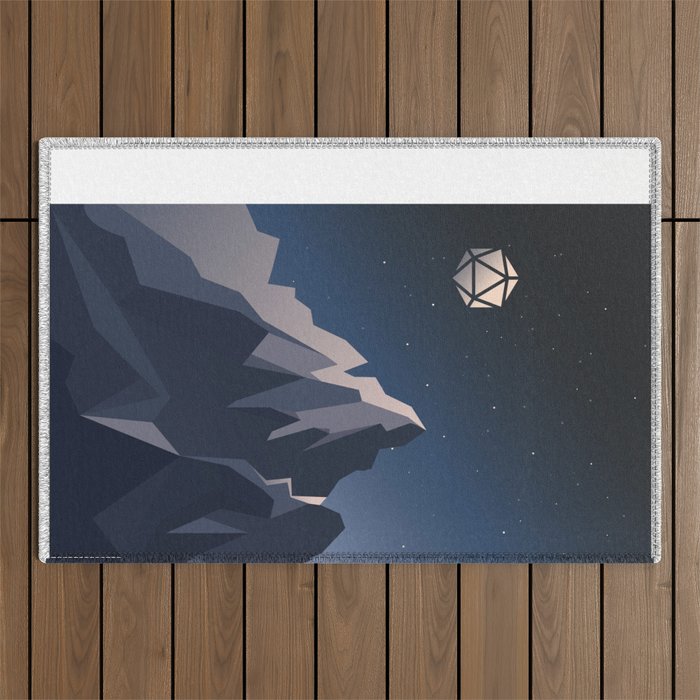 Icy Mountain Summit D20 Dice Night Tabletop RPG Landscape Outdoor Rug