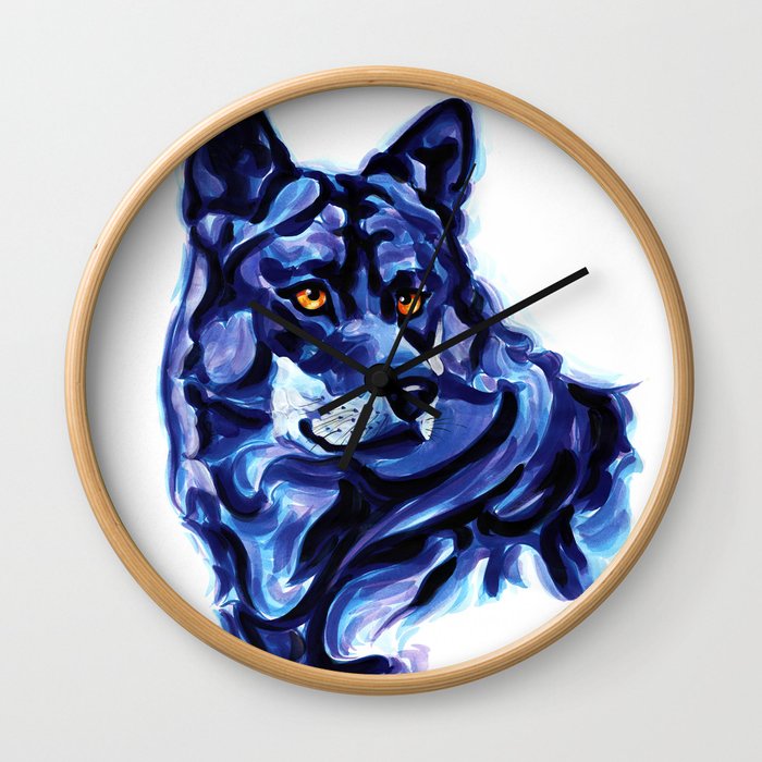 Blue Wolf Wall Clock