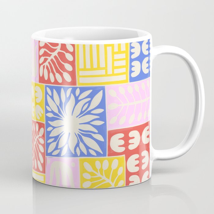 Stylized Pastel Floral Patchwork  Coffee Mug