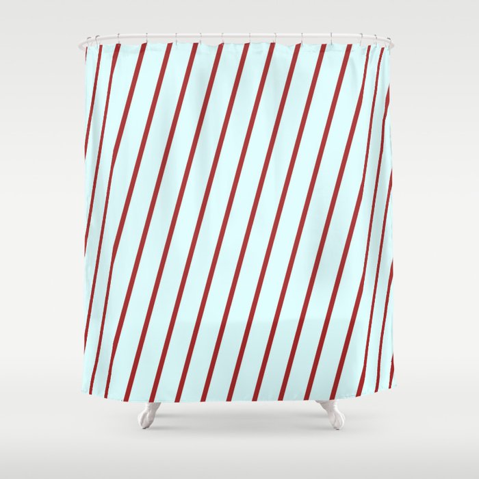 Brown and Light Cyan Colored Stripes Pattern Shower Curtain