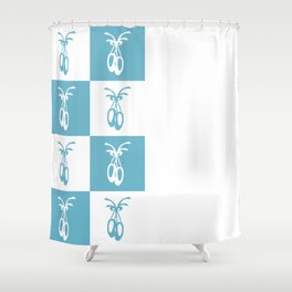 Atomizer Blue and White Ballet Shoes Chess Board Vertical Split Shower Curtain