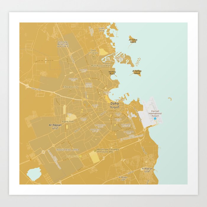 Minimalist Modern Map Of Doha Qatar 8 Art Print By