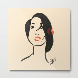 Girl with flower portrait Metal Print