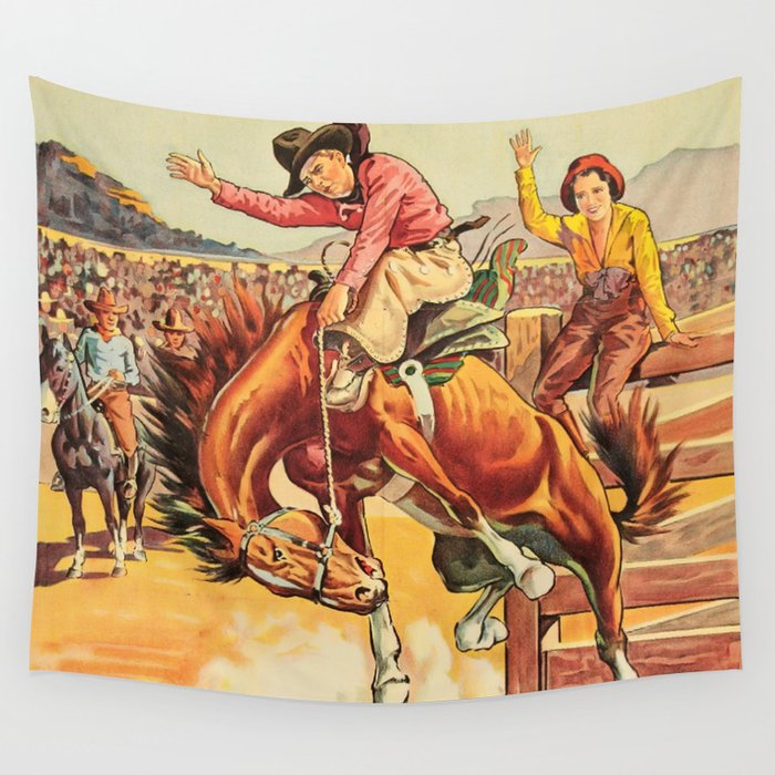 Original Antique 50s Rodeo Cowboy With Lasso Iron On Transfer 