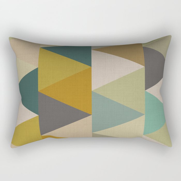 geometric mid century abstract nature green Rectangular Pillow