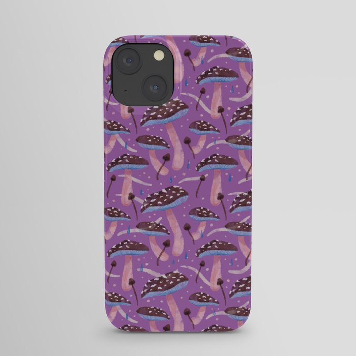 Mushroom fungi pattern - purple theme iPhone Case