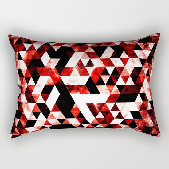 Triangle Geometric Vibrant Red Smoky Galaxy Rectangular Pillow