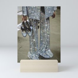 AT THE END OF THE WORKDAY | digital art collage by yana potter | sparkle suit | jacket | glitter  Mini Art Print