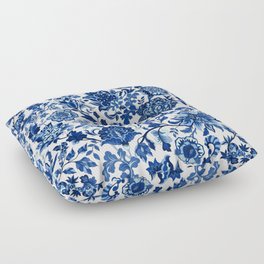 Vintage Decorative Print - Classic Blue Floor Pillow