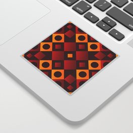 Red, Brown & Yellow Color Square Design Sticker