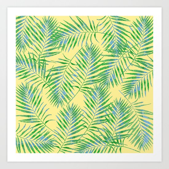Fern Leaves Yellow Art Print