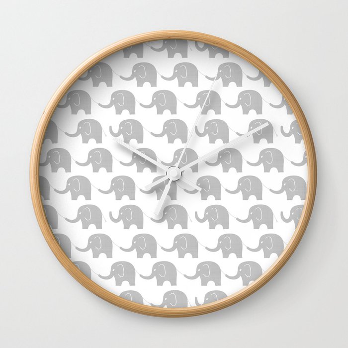Grey Elephant Parade Wall Clock