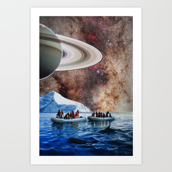 Whales of Titan Moon Art Print