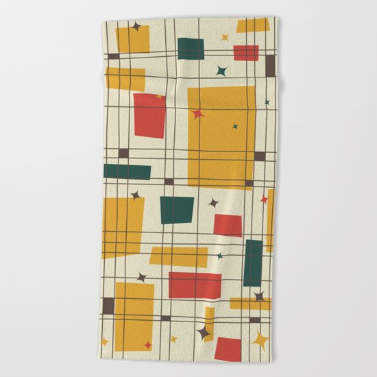 Mid-Century Modern (gold) Beach Towel