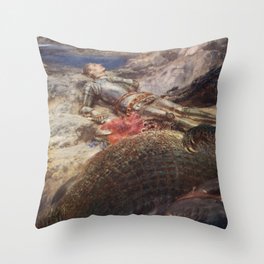 St. George and the Dragon - Briton Rivière  Throw Pillow
