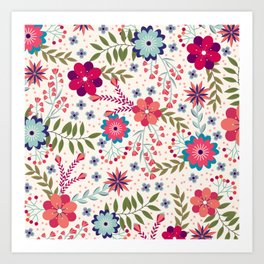 Colorful Floral Spring Pattern Art Print