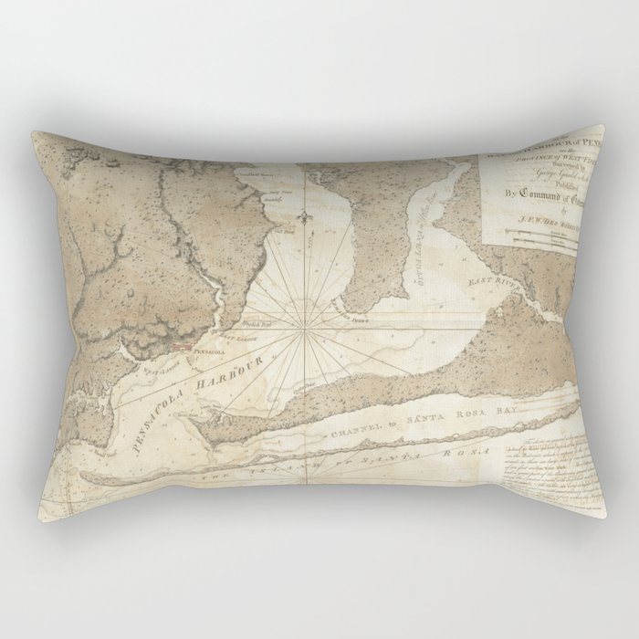 Vintage Map of Pensacola Florida (1780) Rectangular Pillow