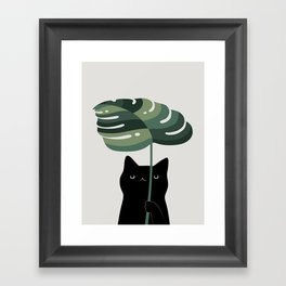 Cat and Plant 16 Framed Art Print
