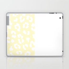 White Leopard Print Lace Vertical Split on Butter Yellow Laptop Skin