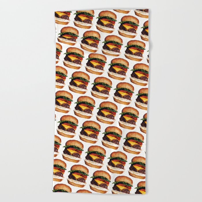 Cheeseburger Pattern Beach Towel