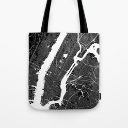 New York City Black And White Map Tote Bag