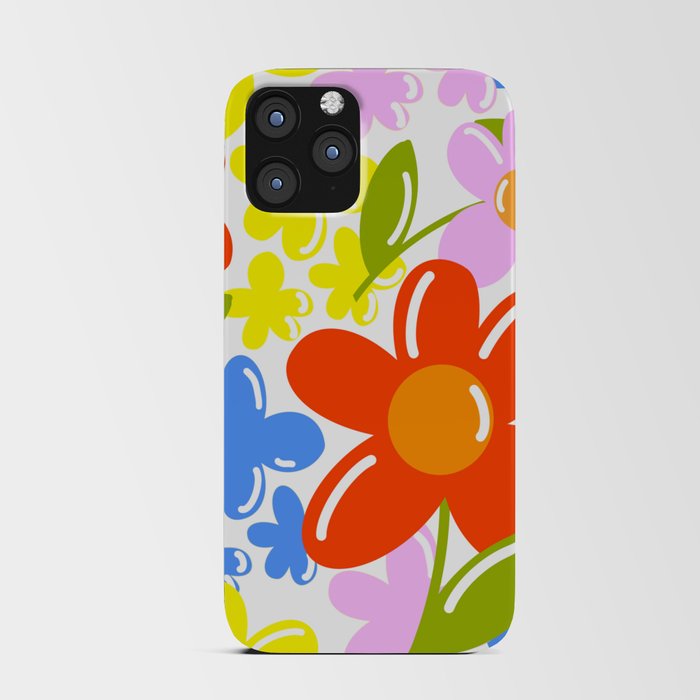 Modern Daisy Garden Flowers On White iPhone Card Case