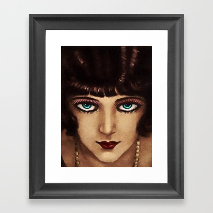 I will follow you into the dark female jazz age flapper portrait painting for bedroom wall decor Framed Art Print