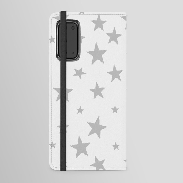 Hand-Drawn Stars (Gray & White Pattern) Android Wallet Case
