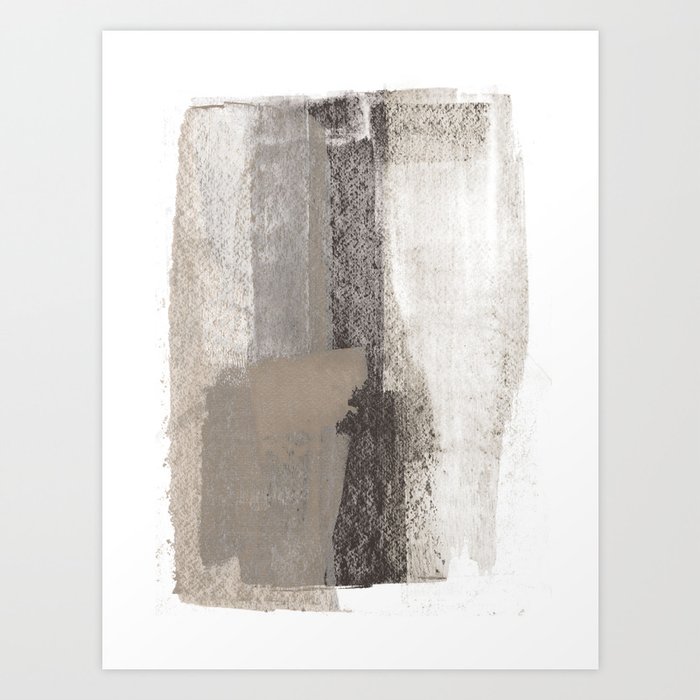 Taupe and Charcoal Grey Modern Abstract Painting Art Print