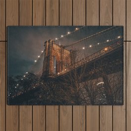 Brooklyn Bridge at night in New York City Outdoor Rug