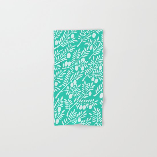 Turquoise Olive Branches Hand & Bath Towel