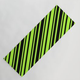 [ Thumbnail: Light Green & Black Colored Lined Pattern Yoga Mat ]