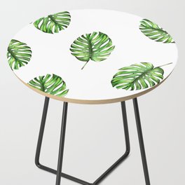 Monstera green leaves Side Table