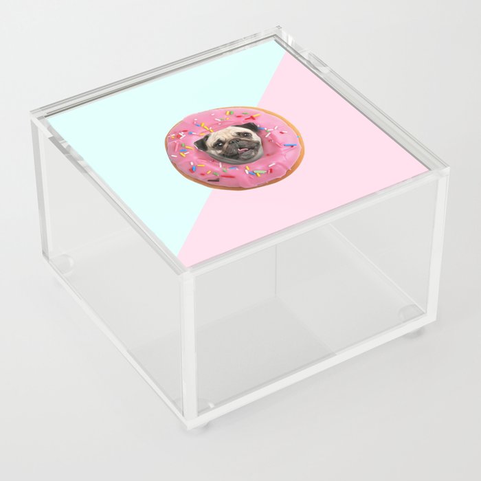 Pug Strawberry Donut Acrylic Box