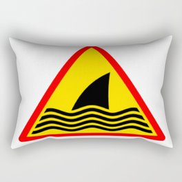 Shark Warning Sign Black Sticker Yellow and Orange Rectangular Pillow