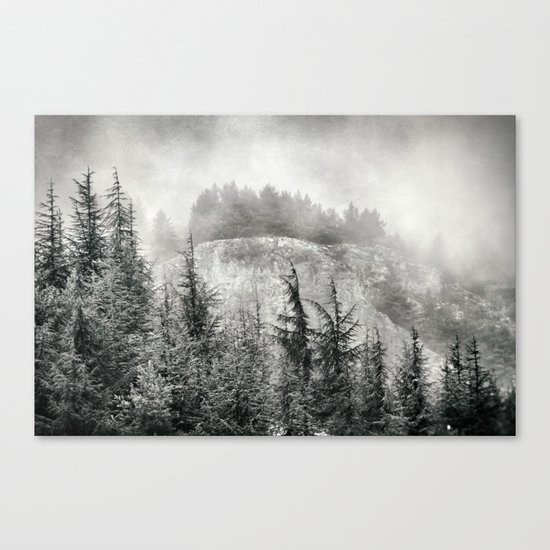 "Mountain light". Foggy forest. Canvas Print